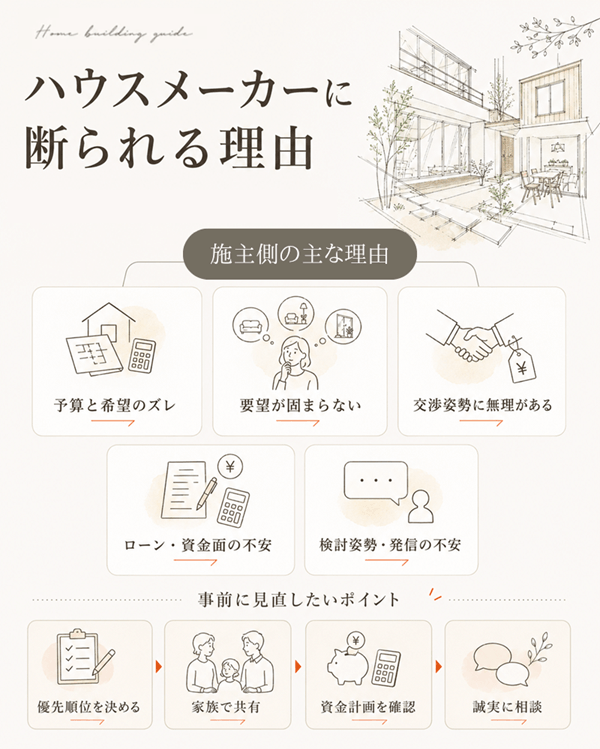 ハウスメーカーに断られたら：施主側の原因