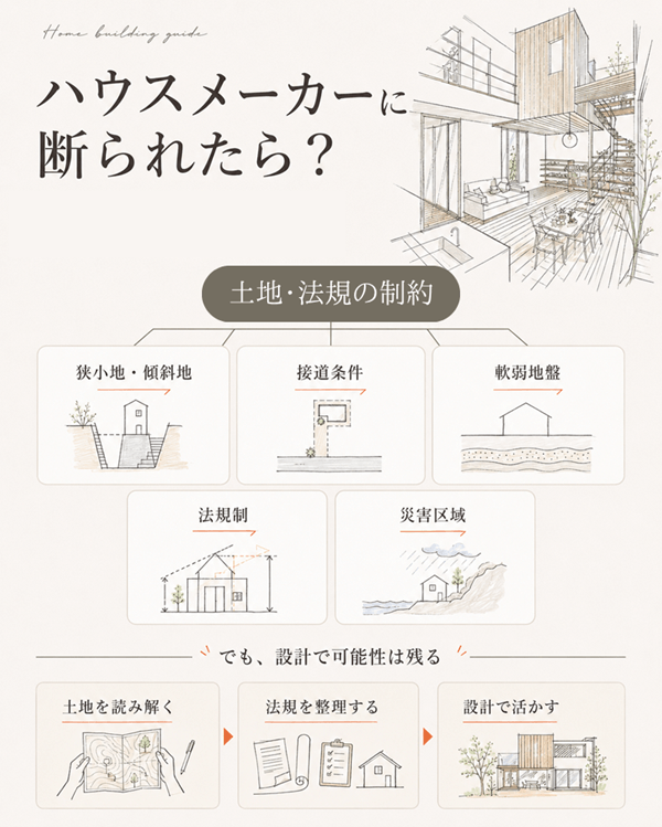 ハウスメーカーに断られたら：土地・法規の制約
