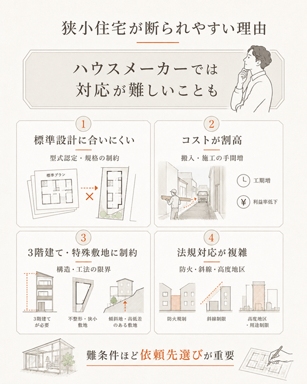 狭小住宅がハウスメーカーに断られやすい理由