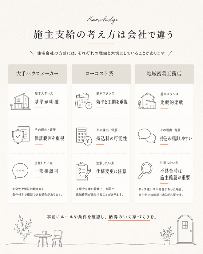 施主支給の考え方は会社で違う