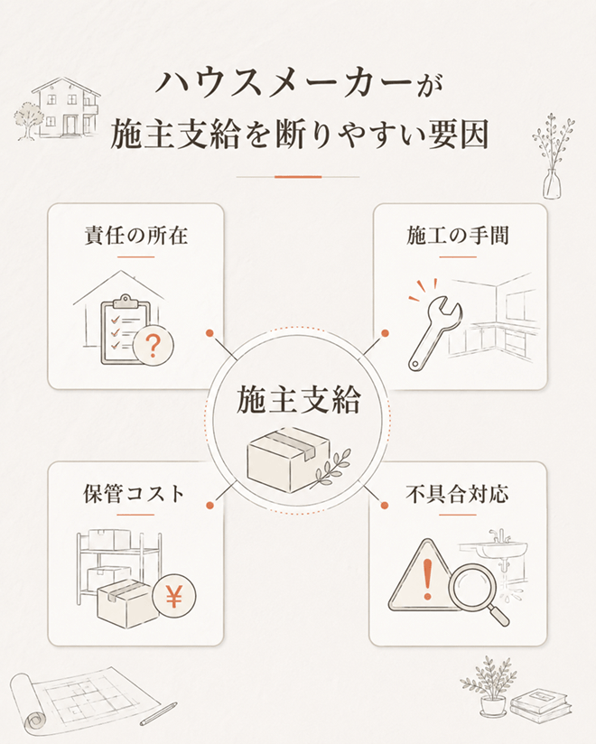 ハウスメーカーが施主支給を断りやすい要因